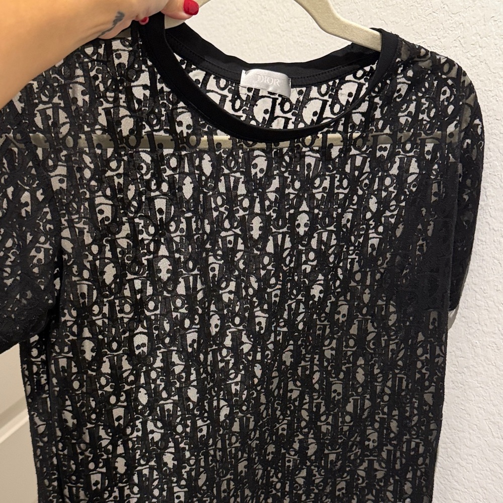 Dior Monogram Black and Gray Mesh Top
